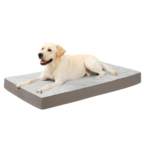 KSIIA Orthopedic Dog Bed Dog Crate Bed Waterproof for Large Dogs Deluxe Plush Washable Pet Mat with Egg Crate Foam & Remov...