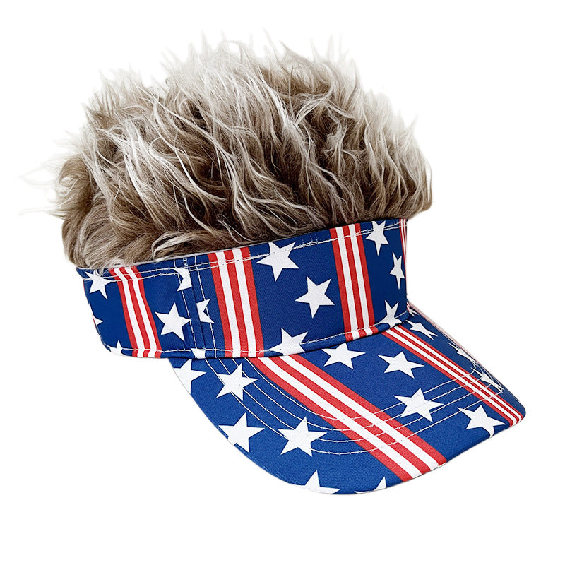 Simulation Wig Cap 250th Anniversary Baseball Cap Synthetic Short Hair Baseball Cap Spiked Hair Wig Hat Fake Hair Adjustable Sunshade Visor Fancy Performance Hip-Hop Headwear