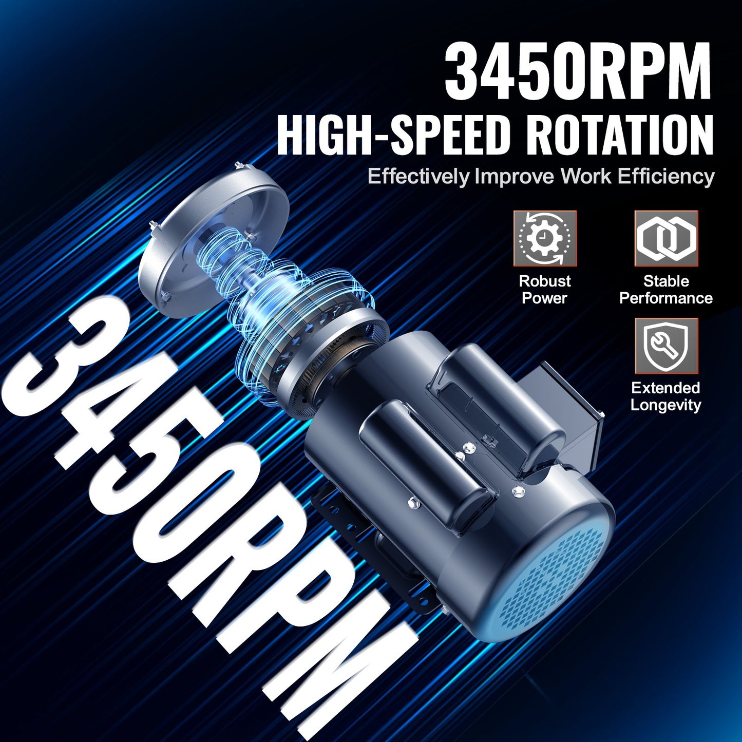 1.5HP Electric Motor 3450 Rpm, AC 115V/230V, 56 Frame, Air Compressor Motor Single Phase, 5/8' Keyed Shaft, CW/CCW Rotation For Agricultural Machinery And General Equipment