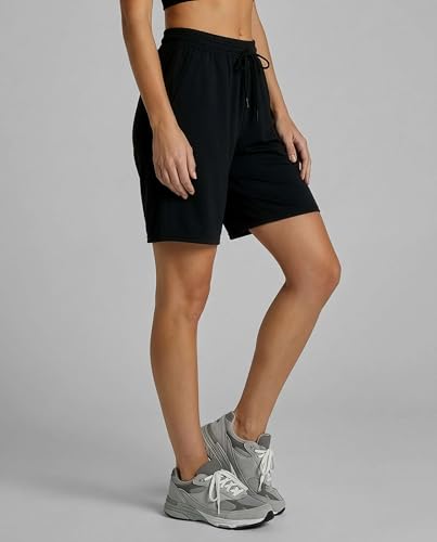 Real Essentials 4 Pack: Women's Dry-Fit Athletic 7" Bermuda Long High Waisted Running Shorts (Available in Plus Size)