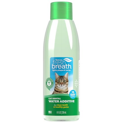 TropiClean Fresh Breath Oral Care Water Additive for Cats, 8oz - Dental Health Solution - Cat Breath Freshener - Plaque & ...
