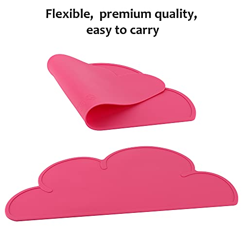 DesignSter Pet Food Mats–Dog Cat Feeding Mat Top Grade Cloud Silicone Pad Anti-Slip Waterproof Anti-Slip Bowl Placemat (Ruby)