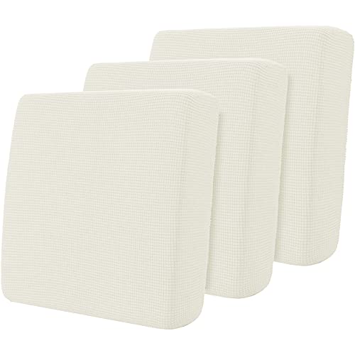 Hokway Stretch Couch Cushion Slipcovers Reversible Cushion Replacement Slipcovers Sofa Cushion Covers(Cream White, 3)