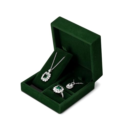 Papten 3 in 1 Velvet Jewelry Set Gift Box Earring Gift Box Ring Necklace Boxes Small Jewelry Storage Boxes for Travel Birt...