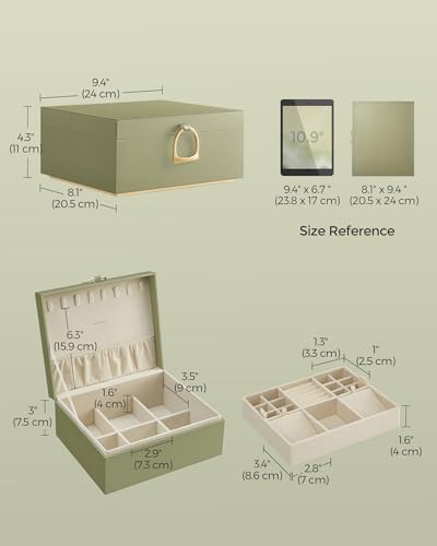SONGMICS 2-Layer Jewelry Box, Jewelry Organizer with Handle, Removable Jewelry Tray, Jewelry Storage, Floating Effect, 8.1...