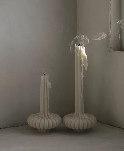 LAWA Set of 2 Pumpkin Base Candle - Beautiful Handmade Pillar Unscented Soy Wax Elegant Aesthetic Vase Candle Housewarming...