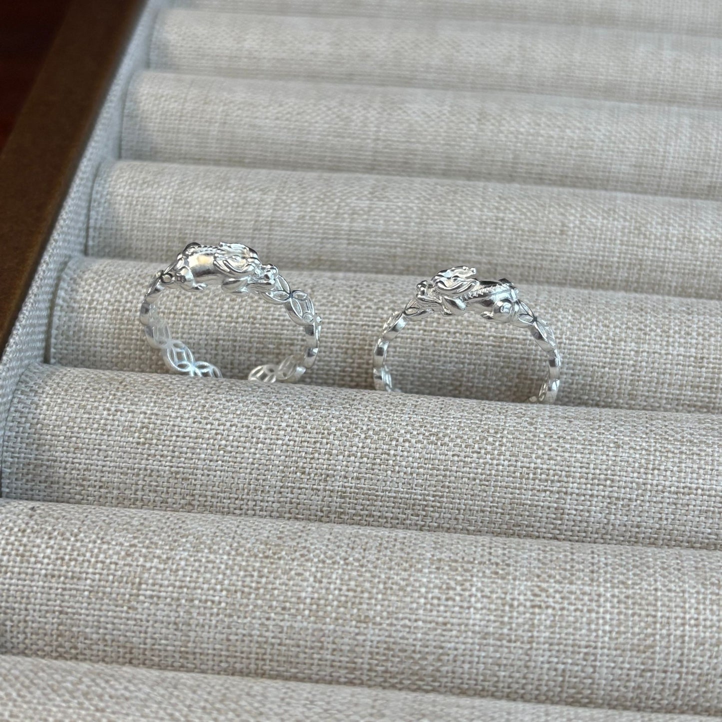 1pc 999 Sterling Silver Pixiu Coin Chain Open Ring, Lucky Retro Style, Perfect For Daily Wear And Holiday Gift