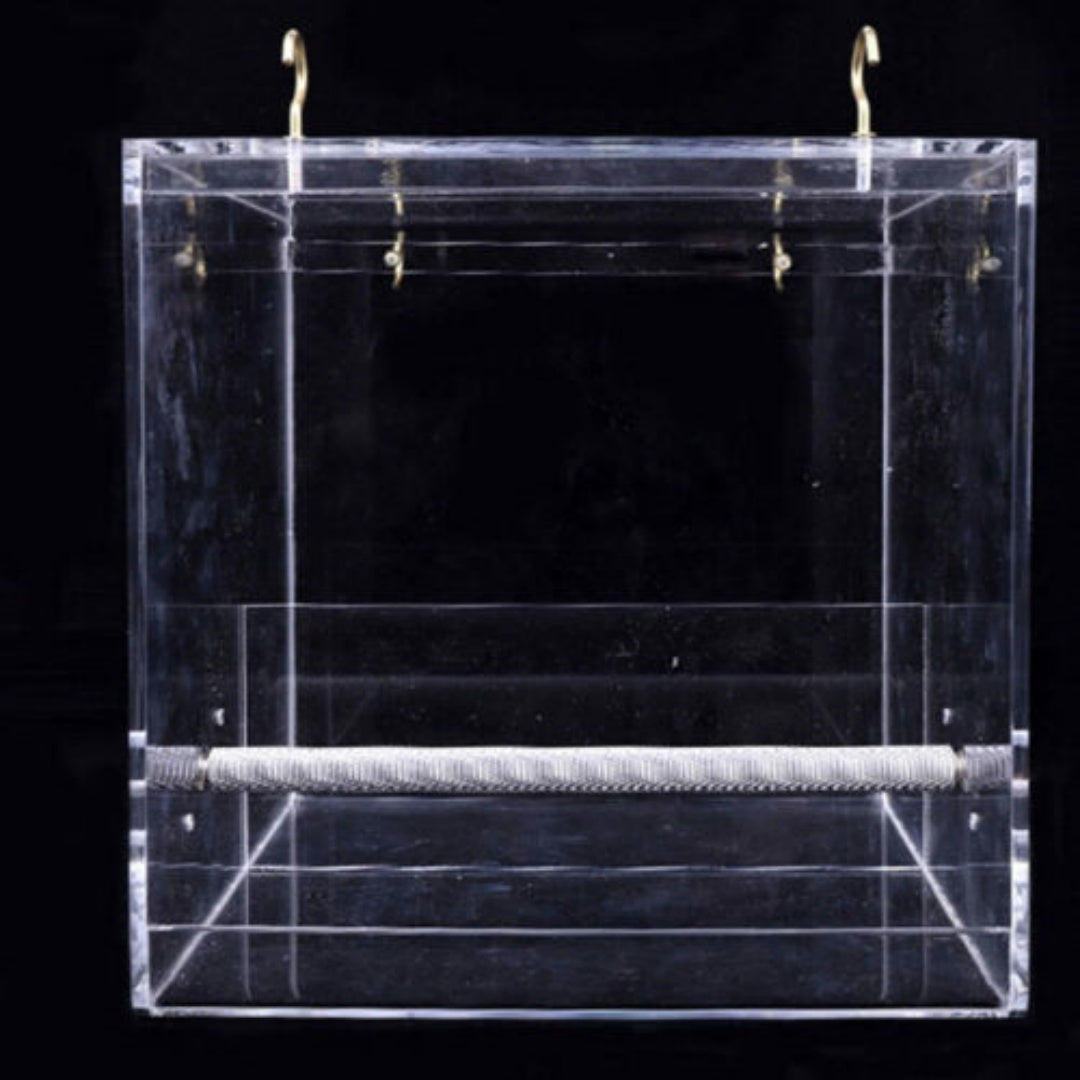 AU Acrylic Automatic Parrot Feeder No Mess Bird Cage Seed Feeding Container Box