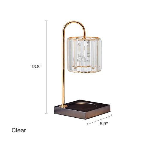 Mikasa 13.8 Inch Clear Glass Shade Electric Candle Warmer with Wood Base - Flameless Candle Melter for Home Decor, Safe Fr...