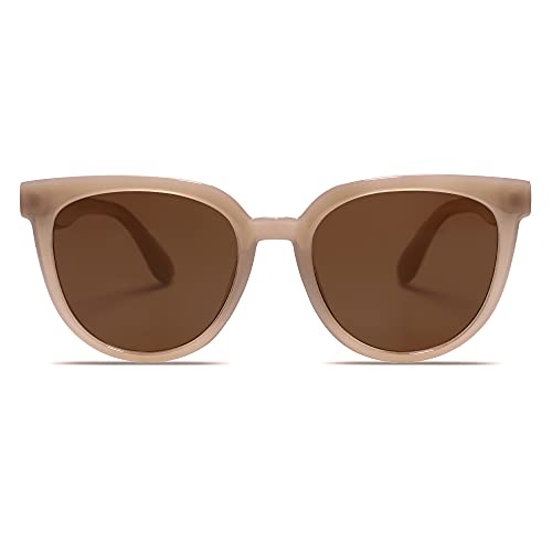 SOJOS Trendy Cat Eye Round Polarized Sunglasses for Women Fashion UV Protection Sunnies Sunglasses SJ2175