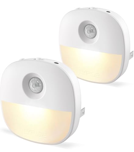 Lyridz Plug in Night Light with Motion Sensor and Dusk to Dawn Sensor, Dimmable Warm Nightlight with 1-50lm Adjustable Bri...