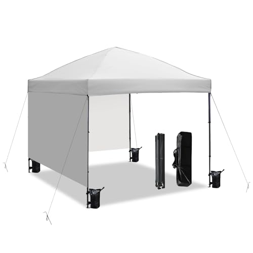 10x10 Pop Up Canopy Tent with 2 Sidewalls, Easy Up Canopy Outdoor Party Sun Shade Tent Portable Gazebo for Beach Camping E...