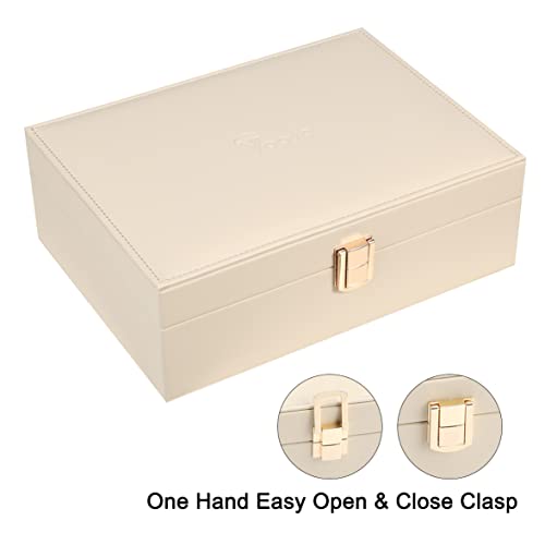 Voova Jewelry Box Organizer for Women Girls, 2 Layer Large Men Jewelry Storage Case, PU Leather Display Jewellery Holder w...