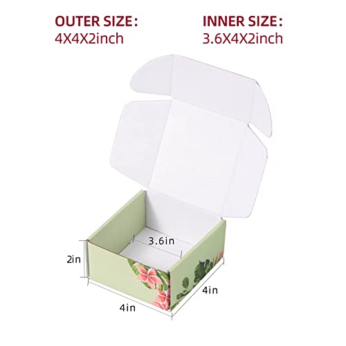 Soxuding Hawaiian Flower Shipping Boxes Pack of 25-4x4x2 inches Hawaiian Floral Gift Boxes Small Cardboard Corrugated Mail...