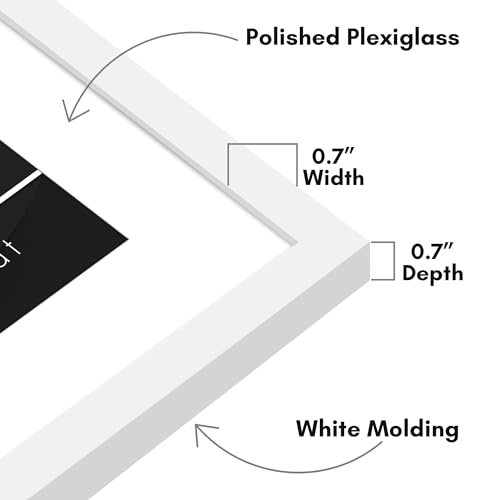 Americanflat 16x20 Picture Frame with Polished Plexiglass - Use as 12x16 Frame with Mat or Display 16x20 Photo Without Mat...