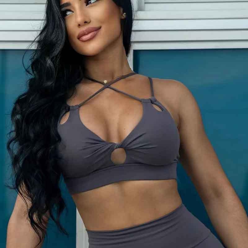 Workout Yoga Vest Women's With Chest Pad Chest-wrapped Shockproof Push Up Sports Bra