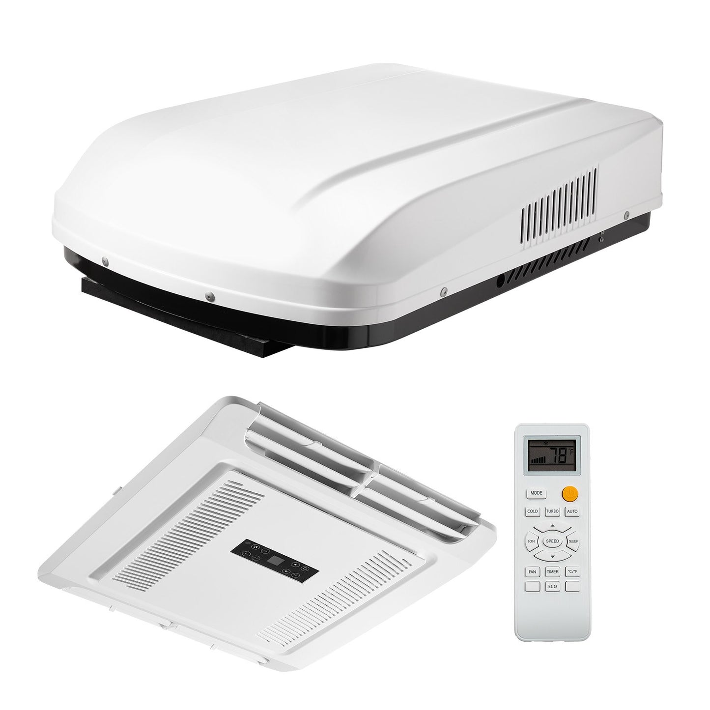 RV Air Conditioner, 15000 BTU RV AC Unit, 120V Non-Ducted Rooftop Air Conditioner With Heat Pump And Cooling, Variable Speed Easy Install Quiet AC With ADB Button Control & Remote Control, White