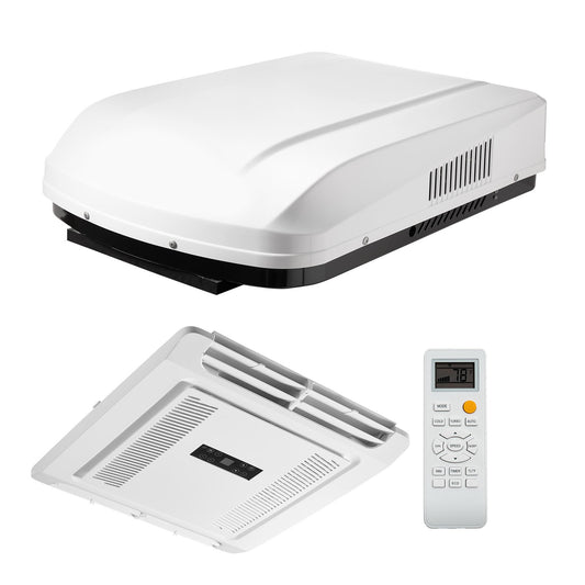 RV Air Conditioner, 15000 BTU RV AC Unit, 120V Non-Ducted Rooftop Air Conditioner With Heat Pump And Cooling, Variable Speed Easy Install Quiet AC With ADB Button Control & Remote Control, White