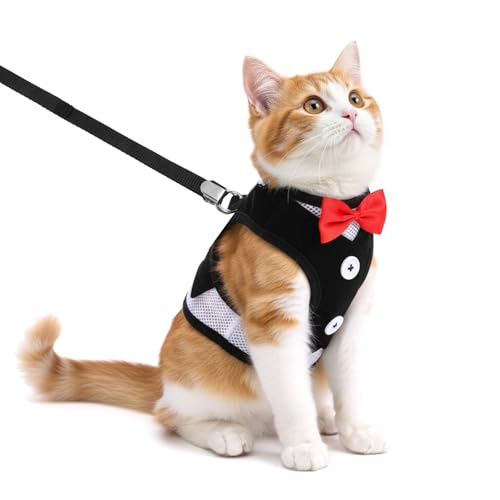 YBEATY Cat Harness Leash Set for Walking Soft Adjustable Cats Vest Harnesses Escape Proof Comfortable Breathable Mesh Kitt...