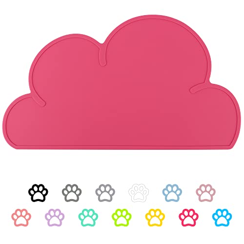 DesignSter Pet Food Mats–Dog Cat Feeding Mat Top Grade Cloud Silicone Pad Anti-Slip Waterproof Anti-Slip Bowl Placemat (Ruby)