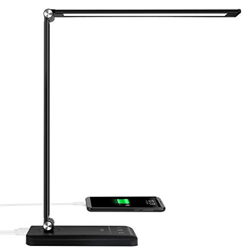 LED Desk Lamp for Office Home, Stepless Dimming Architect Desk Light with DC Adapter, Eye-Caring Desk Lamp with Clamp, 25 ...