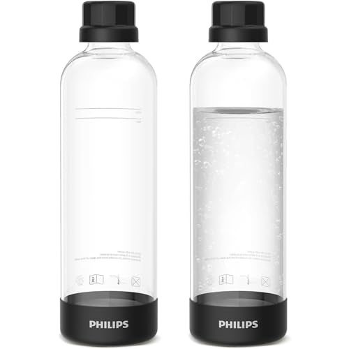 Philips Carbonating Bottles ADD910BKOQ/37, 1L Twin Pack Reusable PET Water Bottles Compatible Sparkling Water Maker, 2 Pac...
