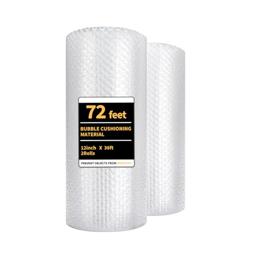 Bubble Cushioning Wrap 2 Pack 12 Inch x 72 ft Bubble Wrap for Packing，Moving Boxes and Shipping for Your Business，Perforat...