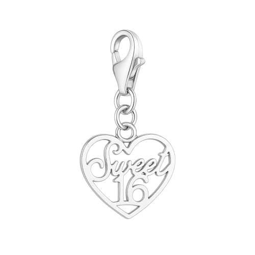 Infinity Collection Sweet 16 Clip-On Charms for Bracelets, Backpacks & Zippers – Stainless Steel Heart or Crown Design – E...