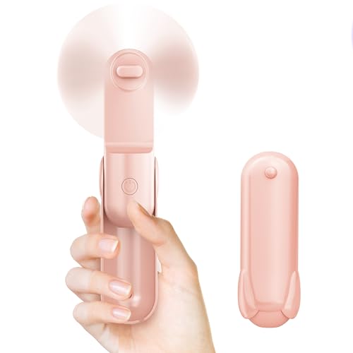 Jkjoy Mini Handheld Fan, Portable Hand Fan with USB Rechargeable, 2000 mAh Battery Operated, 3 Speeds Adjustable, 2 IN 1 S...