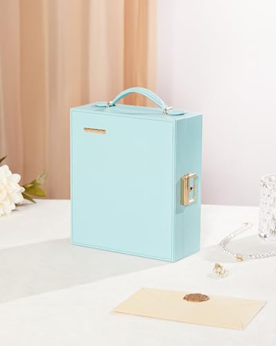 Enthralite Travel Jewelry Case, Essentials for vacation, Portable Bangle Box with Mirror, PU Leather Small Watch Organizer...