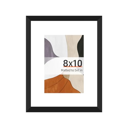 Arrow king 8x10 Black Picture Frame, Display Pictures 5x7 with Mat or 8x10 Without Mat, Wall or Tabletop Display with Stan...