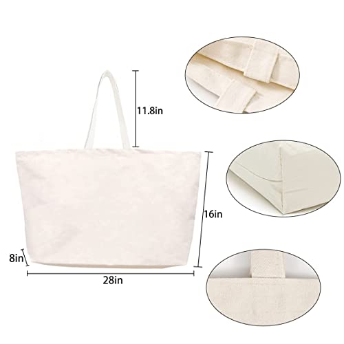 LLYLIU Large Canvas Tote Bag-Extra Big Shopping Beach Totes Bags Reusable Largest Grocery Plain Solid Bag 28"x8"x16"