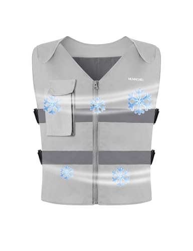 HENNCHEE Cooling Safety Vest for Men & Women, 12PCS Ice Packs, Body Cool Clothing for Hot Weather Outside Workers