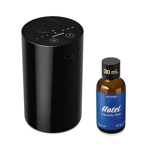Scentbots Waterless Essential Oil Diffuser Starter Kit with 30mL Hotel Fragrance Oil Inspired by Hilton, Battery Operated ...