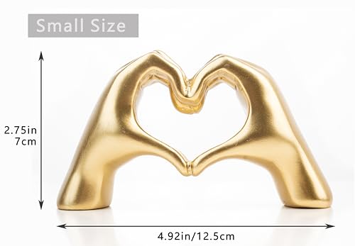 Small Heart Hands Sculpture Decor for Living Room Bedroom Bookshelf Coffe Table and Office Display, Love Finger Statue Mod...