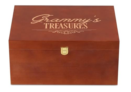 InnoBeta Grammy Gifts for Grandma, Large Keepsake Boxes with Lid, Wooden Storage Boxes, Decorative Organizer with Lid for ...
