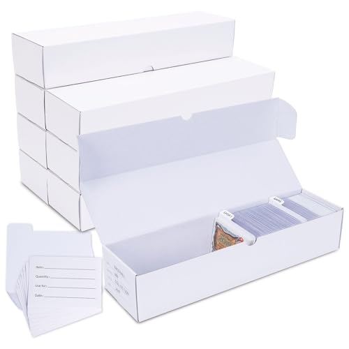 Leyzan Trading-Card Storage Box, 8-Pack • 1000 Count Corrugated Cardboard Storage Box with dividers & labels for TCG/Magi...