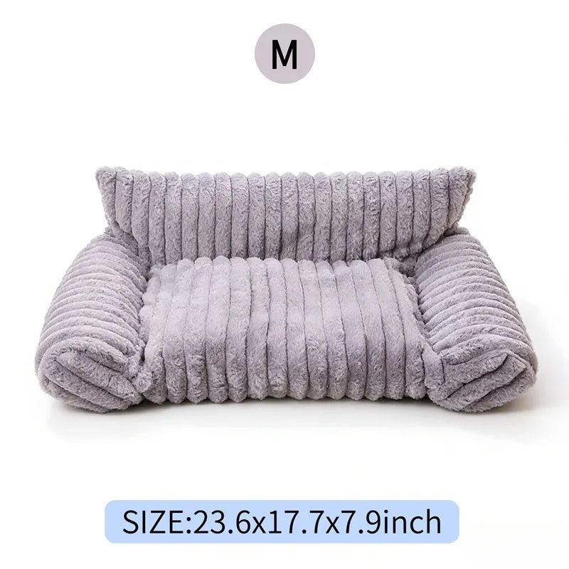 Cute Cat Couch For Pets - Fluffy Cat Beds With Premium Soft Corduroy Fleece, Fuzzy Cats Beds For Indoor Cats With Removable Washable Cover, Supportive Pet Sofa