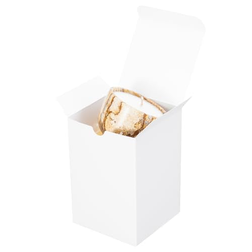 UnicoPak 30 Pack 4x4x6 White Gift Boxes with Lids - Tall Small Gift Boxes for 16oz Mason Jars, Candles, Mugs - Pop-Up Easy...