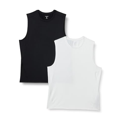 Amazon Essentials Men's Active Quick Dry Moisture-Wicking Tech Stretch Lightweight Sleeveless Muscle Shirt, Multipacks