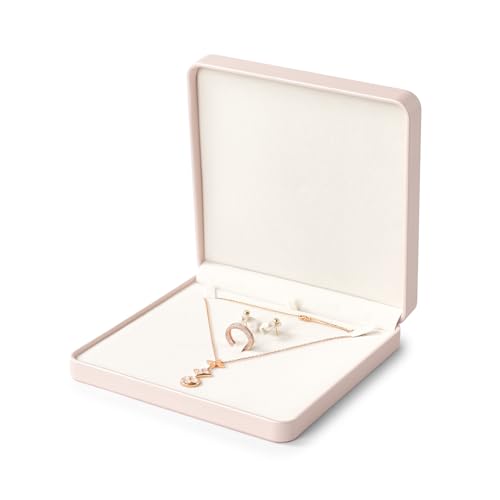 Oirlv Luxury Leather Jewelry Set Box Big Necklace Ring Storage Case Jewelry Gift Box for Bracelet Necklace Earring Ring (P...