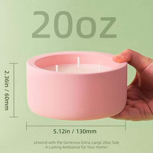 Viyffo 20oz Large Scented Candle - Rose & Jasmine, 3 Wick Pink Candles for Women Home Scented, Non Toxic Soy, Decorative C...