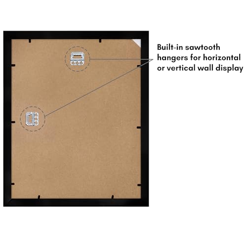 Americanflat 11x14 Picture Frame with Shatter-Resistant Glass - Use as 8x10 Picture Frame with Black Mat and White Trim or...