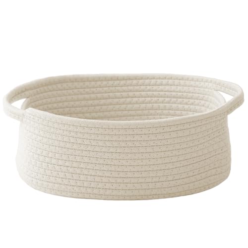 JMvicyroam Woven Basket,Small Rope Storage Bin with Handles & Ribbon Bag, Organizer for Shelves Closets,Gift Basket Empty ...