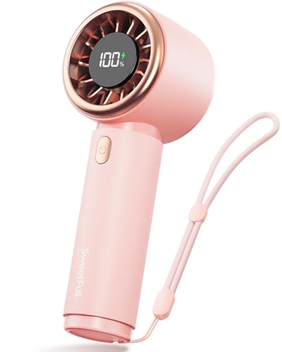 SWEETFULL Mini Fan Portable - Cute Handheld Turbo Fan with Rechargeable Battery, 5 Speeds, Small Hand Personal Travel Esse...