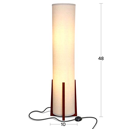 Brightech Parker Paper Lantern Floor lamp, 48 Inch Tall Lamp with Wood Frame, Asian Design for Bedroom, Decorative Tower S...
