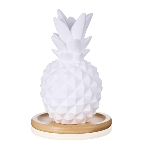 Honeydak Pineapple Passive Essential Oil Diffuser Gifts, Summer Beach Ceramic Diffuser with Wooden Tray for Home Bedroom B...