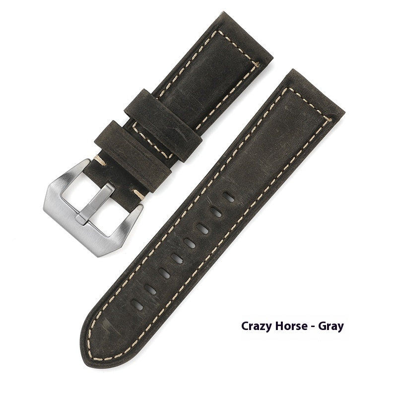 Best-selling In Stock Genuine Leather Strap Crazy Horse Frosted Oil Wax First Layer Cowhide Bamboo Pattern Sports Men Peina Watch Band