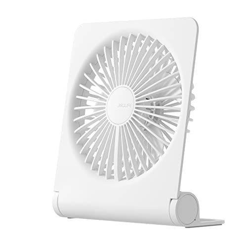 JISULIFE Small Desk Fan, Portable Travel with 4500mAh Battery, USB Rechargeable Folding Design for Flexibility, Strong Qui...