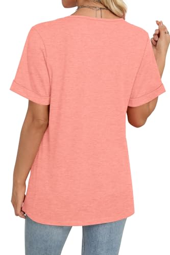 WIHOLL Womens Summer Tops Short Sleeve Basic Casual V Neck T Shirts Trendy Fashion 2026